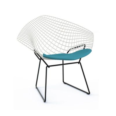 Knoll Bertoia Two-Tone Diamond Chair with Seat Cushion - Color: White - 421