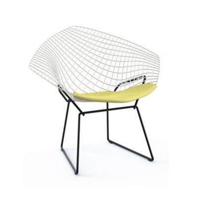 Knoll Bertoia Two-Tone Diamond Chair with Seat Cushion - Color: White - 421