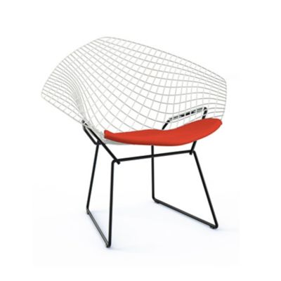 Knoll Bertoia Two-Tone Diamond Chair with Seat Cushion - Color: White - 421