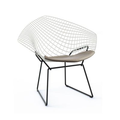 Knoll Bertoia Two-Tone Diamond Chair with Seat Cushion - Color: White - 421