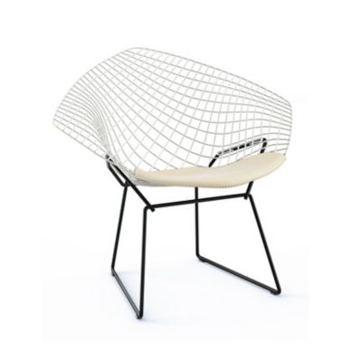 Knoll Bertoia Two-Tone Diamond Chair with Seat Cushion - Color: White - 421