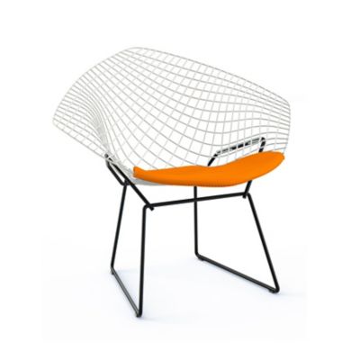 Knoll Bertoia Two-Tone Diamond Chair with Seat Cushion - Color: White - 421