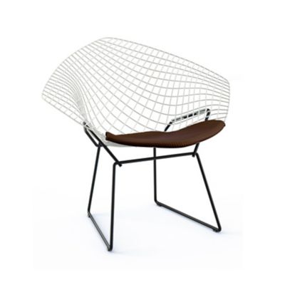 Knoll Bertoia Two-Tone Diamond Chair with Seat Cushion - Color: White - 421