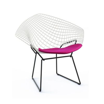 Knoll Bertoia Two-Tone Diamond Chair with Seat Cushion - Color: White - 421