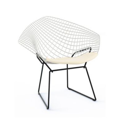 Knoll Bertoia Two-Tone Diamond Chair with Seat Cushion - Color: White - 421