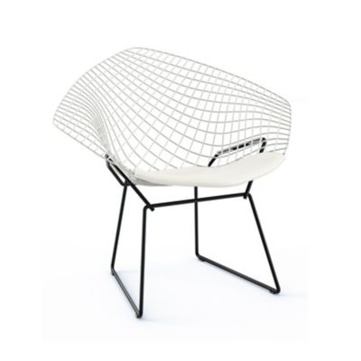 Knoll Bertoia Two-Tone Diamond Chair with Seat Cushion - Color: White - 421