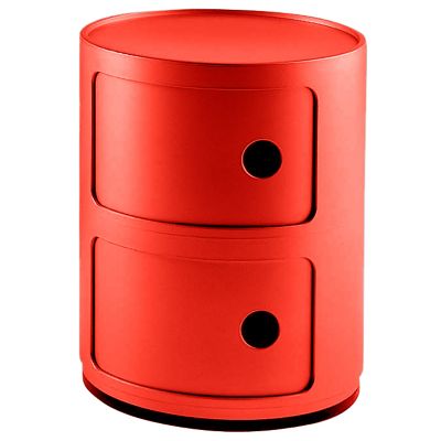 Kartell Componibili Round Modular Stacking Units - Color: Red - Size: 2 Hi - 4966/10
