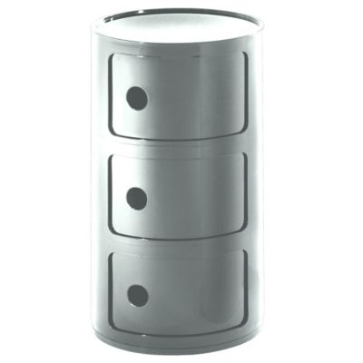 Kartell Componibili Round Modular Stacking Units in Silver, Size: 3 Hi