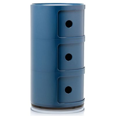 Kartell Componibili Round Modular Stacking Units - Color: Blue - Size: 3 Hi - 4967/15