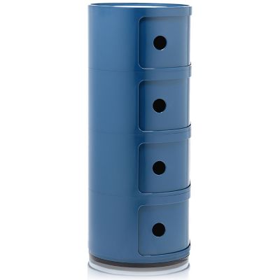 Kartell Componibili Round Modular Stacking Units - Color: Blue - Size: 4 Hi