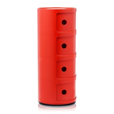 Kartell Componibili Round Modular Stacking Units - Color: Red - Size: 4 Hi - 4985/10