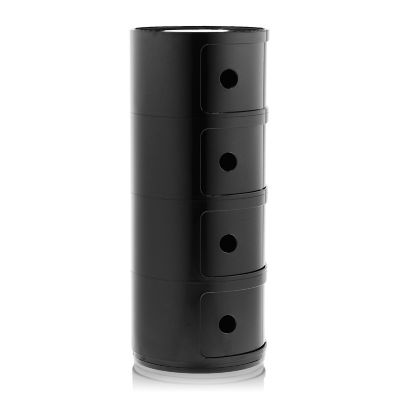 Kartell Componibili Round Modular Stacking Units - Color: Black - Size: 4 H