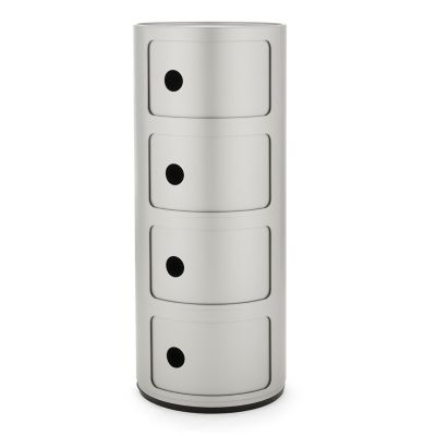 Kartell Componibili Round Modular Stacking Units - Color: Silver - Size: 4 