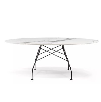 Kartell Glossy Oval Dining Table - Color: White - 4573/MB