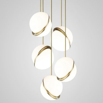 Lee Broom Mini Crescent LED Multi-Light Pendant Light - Color: White - Size