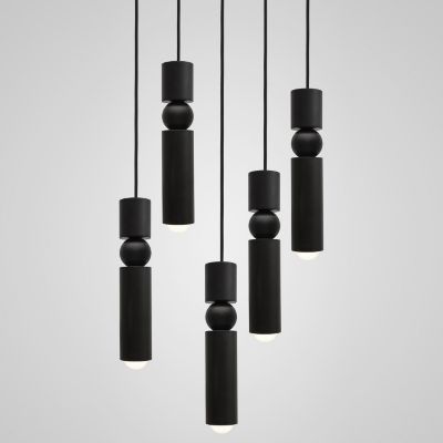 Lee Broom Fulcrum LED Multi-Light Pendant Light - Color: Black - Size: 5 li