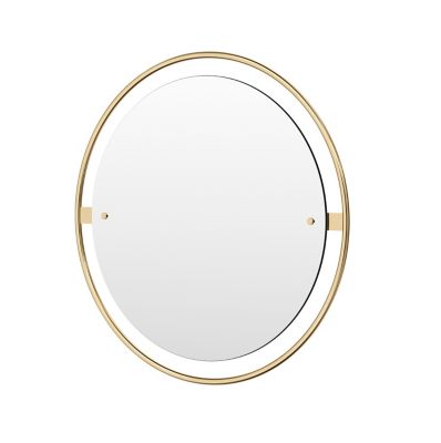 Audo Copenhagen Nimbus Round Mirror in Brass, Size: 24