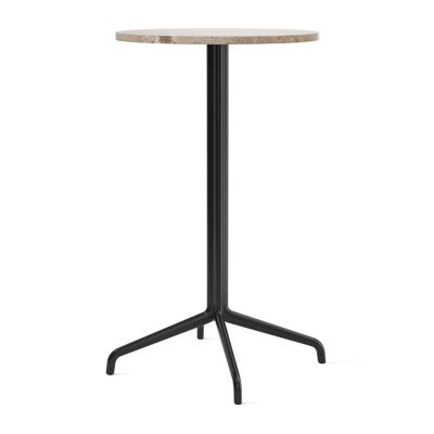 Audo Copenhagen Harbour Column Round Bar Table with Star Base in Beige, Si