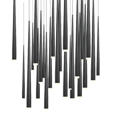 Modern Forms Cascade Etched Glass Square Multi-Light LED Pendant Light in Black, Size: 25 light