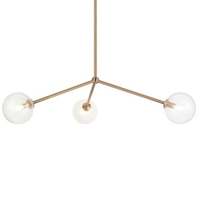 Huxe Adelina Round Shade Pendant Light - Color: Brass - Size: 3 light