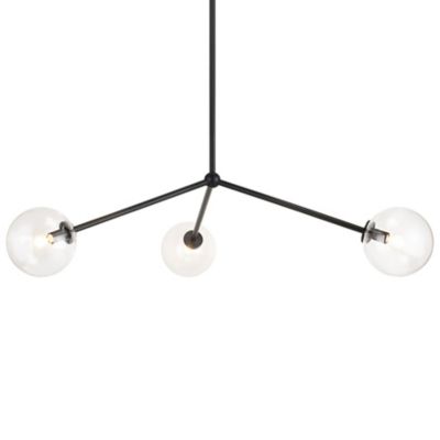 Huxe Adelina Round Shade Pendant Light - Color: Black - Size: 3 light