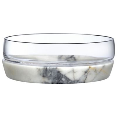 Nude Glass Chill Bowl with Marble Base in Clear, Size: Large
