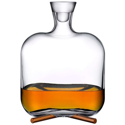 Nude Glass Camp Whisky Bottle with Brass Base - Color: Clear - 92661-108299