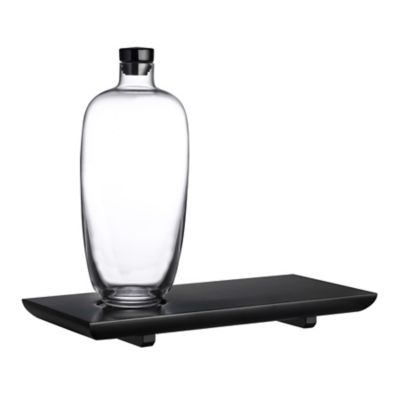 Nude Glass Malt Whiskey Tall Bottle with Wooden Tray - Color: Clear - 92785