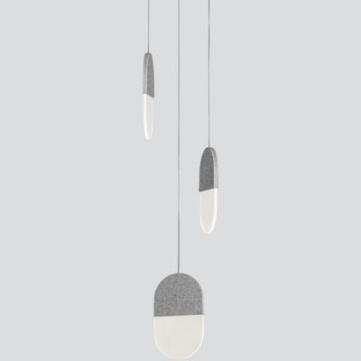 A-N-D Slab 20 LED Multi-Light Pendant Light - Color: Grey - Size: 3 light -