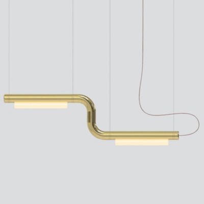 A-N-D Pipeline CM1 LED Linear Chandelier Light - Color: Brass - Size: Small