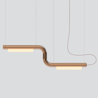 A-N-D Pipeline CM1 LED Linear Chandelier Light - Color: Copper - Size: Smal