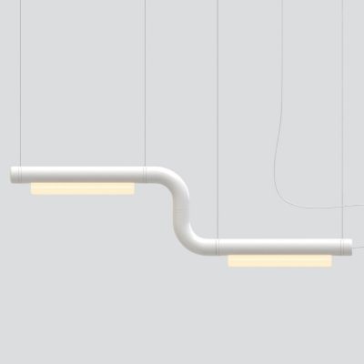 A-N-D Pipeline CM1 LED Linear Chandelier Light - Color: White - Size: Small