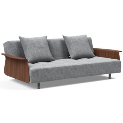 Innovation Living Long Horn D.E Sofa with Walnut Arms - Color: Grey - 95-74