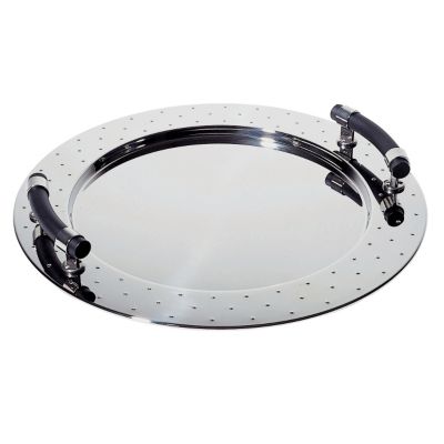 Alessi Michael Graves Round Tray with Handles - Color: Black - MGVASS