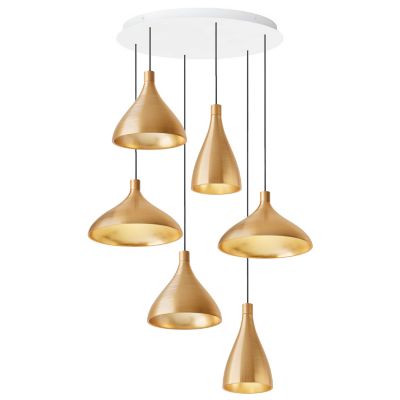 Pablo Lighting Swell Multi-Light Pendant Light - Color: Brass - Size: 6 lig