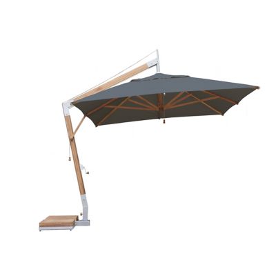 Bambrella Square Levante Side Wind Bamboo Cantilever Umbrella With Base, 10