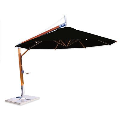 Bambrella Sirocco Round Side Wind Bamboo Cantilever Umbrella With Base - Co