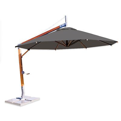 Bambrella Sirocco Round Side Wind Bamboo Cantilever Umbrella With Base - Co