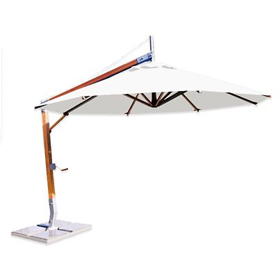 Bambrella Sirocco Round Side Wind Bamboo Cantilever Umbrella With Base - Co