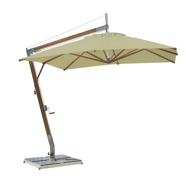 Bambrella Sirocco Square Side Wind Bamboo Cantilever Umbrella With Base - C
