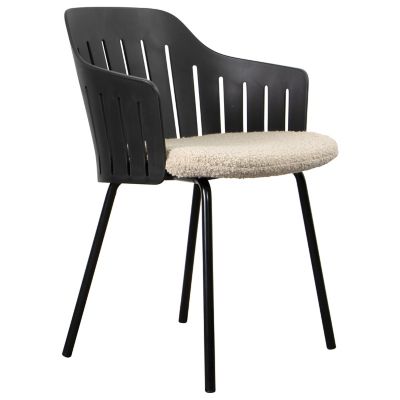 Cane-line Choice Indoor Chair with Seat Cover, Steel Base in Black
