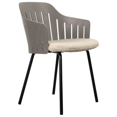 Cane-line Choice Indoor Chair with Seat Cover, Steel Base in Grey