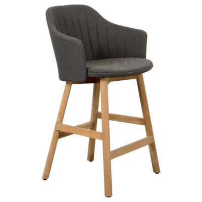 Cane-line Choice Indoor/Outdoor Stool with Seat/Back Covers, Teak Base - Co