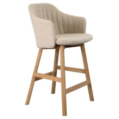 Cane-line Choice Indoor/Outdoor Stool with Seat/Back Covers, Teak Base - Co