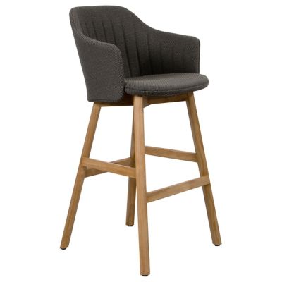 Cane-line Choice Indoor/Outdoor Stool with Seat/Back Covers, Teak Base - Co