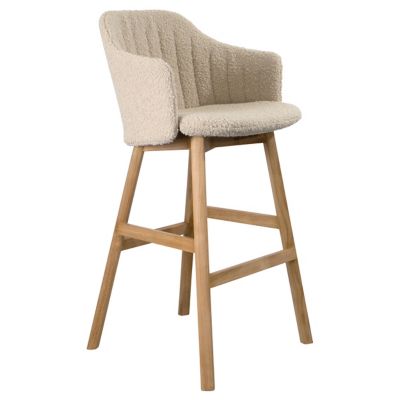 Cane-line Choice Indoor/Outdoor Stool with Seat/Back Covers, Teak Base - Co