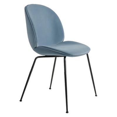 GUBI Beetle Upholstered Dining Chair - Conic Base - Color: Blue - 10005786 