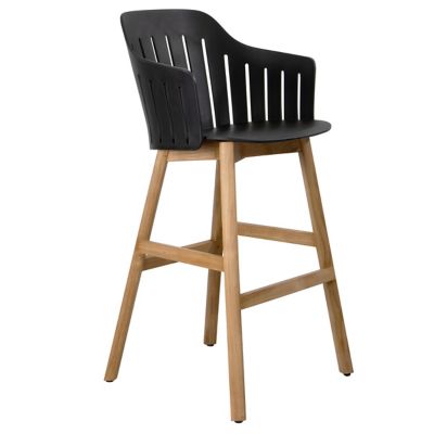 Cane-line Choice Indoor/Outdoor Bar Chair with Teak Base - Color: Black - 5