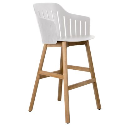 Cane-line Choice Indoor/Outdoor Bar Chair with Teak Base - Color: White - 5