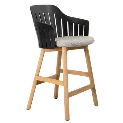 Cane-line Choice Indoor/Outdoor Stool with Seat Cover, Teak Base - Color: B